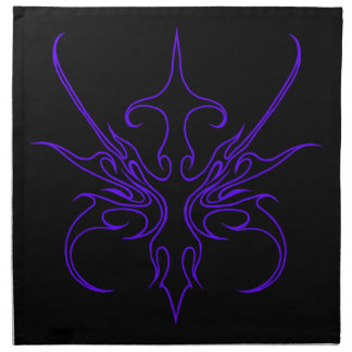 Fierce Black and Purple Tribal Line Art Cloth Napkin
