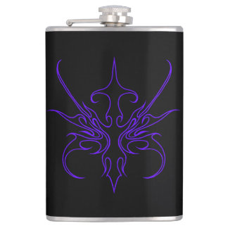 Fierce Black and Purple Tribal Line Art Flask