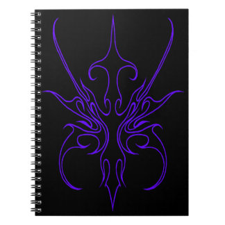 Fierce Black and Purple Tribal Line Art Notebook