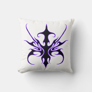 Fierce Black and Purple Tribal Line Art Throw Pillow