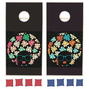 Fierce Black Girl Anime Portrait Cornhole Set