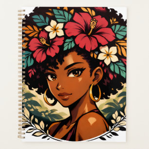 Fierce Black Girl Anime Portrait Planner