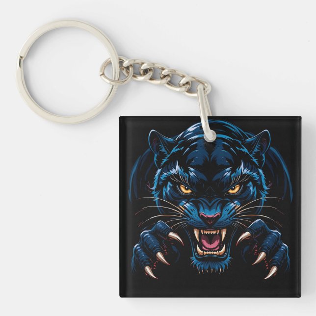 🐾 Fierce Black Panther Animal Style For Everyday  Keychain (Front)