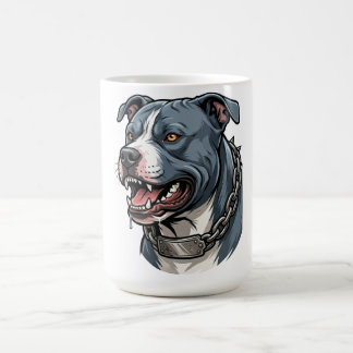 Fierce Blue Gray Pit Bull with Spiked Chain Collar Coffee Mug