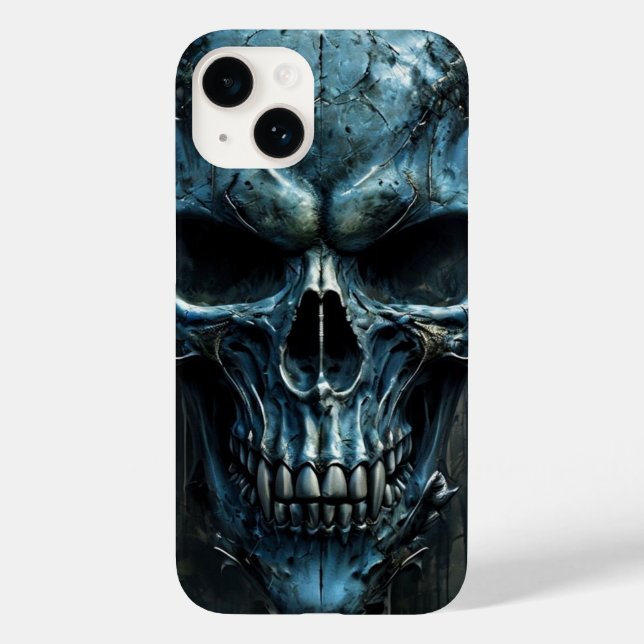 Fierce Blue Skull iPhone 14 Case (Back)