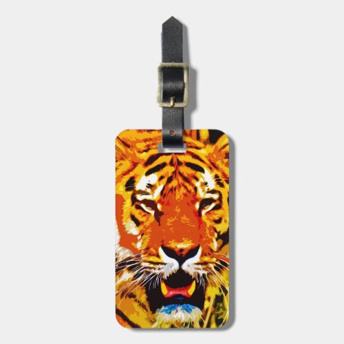 Fierce Bright Orange Siberian Tiger Luggage Tag