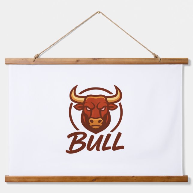 Fierce Bull Head Logo, Creative Mascot BULL Hanging Tapestry (Front)
