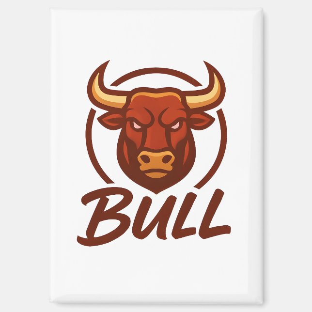 Fierce Bull Head Logo, Creative Mascot BULL Magnet (Front)