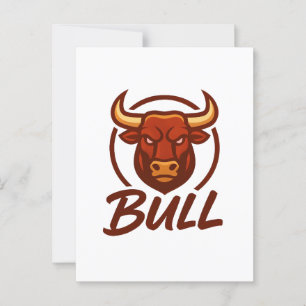 Fierce Bull Head Logo, Creative Mascot BULL Postcard