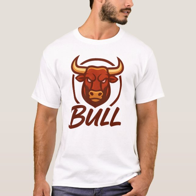 Fierce Bull Head Logo, Creative Mascot BULL T-Shirt (Front)