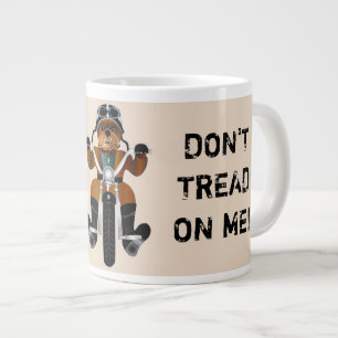 FIERCE Bulldog Riding Motorcycle DON'T TREAD ON ME Giant Coffee Mug