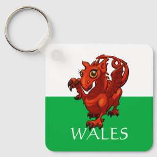 Fierce But Cute Baby Welsh Red Dragon Cartoon Keychain