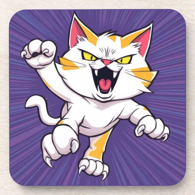 Fierce Cat Beverage Coaster (Front)