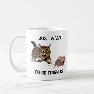 Fierce Cat Chases Panicked Mouse Coffee Mug