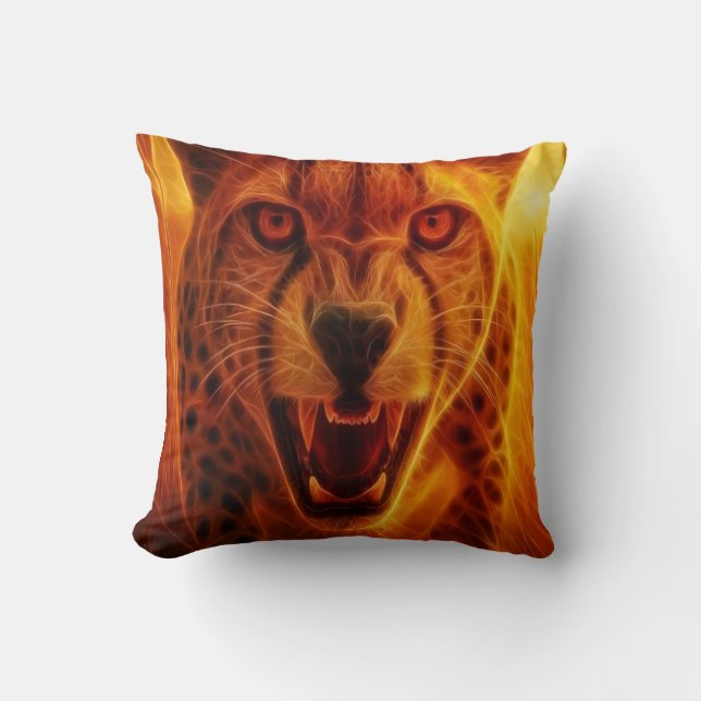 Fierce Cheetah Throw Pillow (Front)