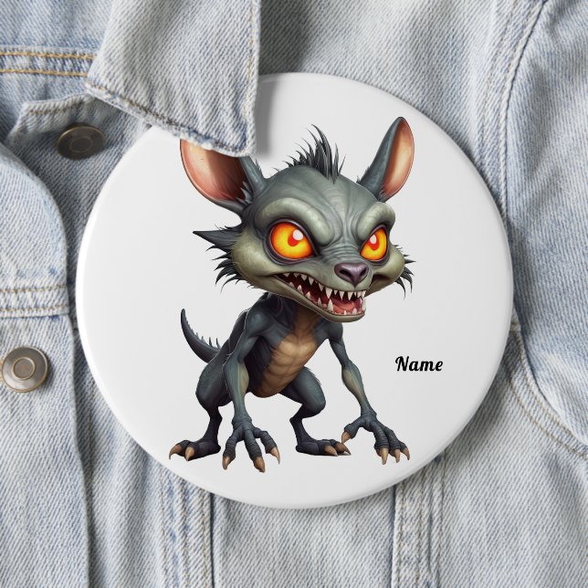 Fierce Chupacabra Art Spiky Fur Fantasy Creature  Button (In Situ)