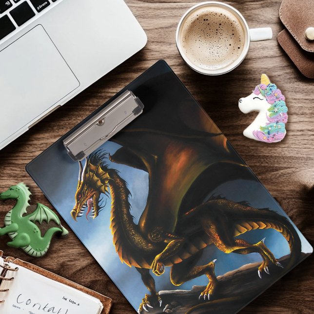 Fierce Copper Gold Black Dragon Fantasy Clipboard (Creator Uploaded)
