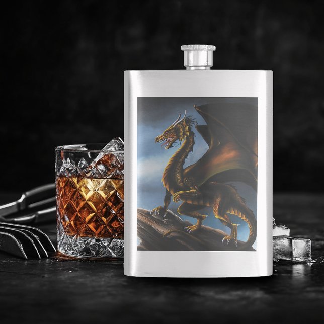 Fierce Copper Gold Black Dragon Fantasy Flask (Creator Uploaded)