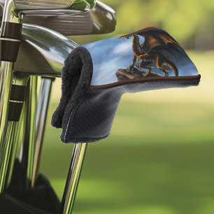 Fierce Copper Gold Black Dragon Fantasy Golf Head Cover