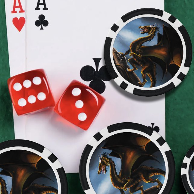 Fierce Copper Gold Black Dragon Fantasy Poker Chips (Creator Uploaded)