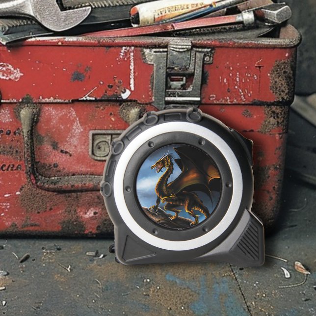 Fierce Copper Gold Black Dragon Fantasy Tape Measure (Creator Uploaded)