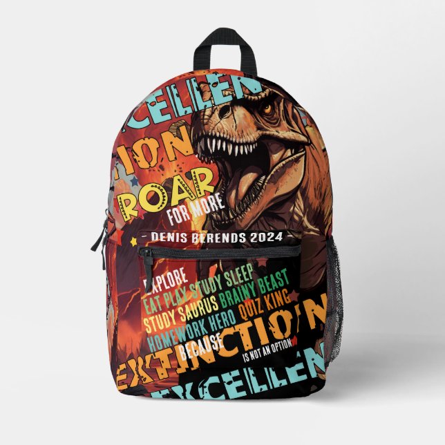 Fierce Dino Motivation - Customizable Kid's  Printed Backpack (Front)
