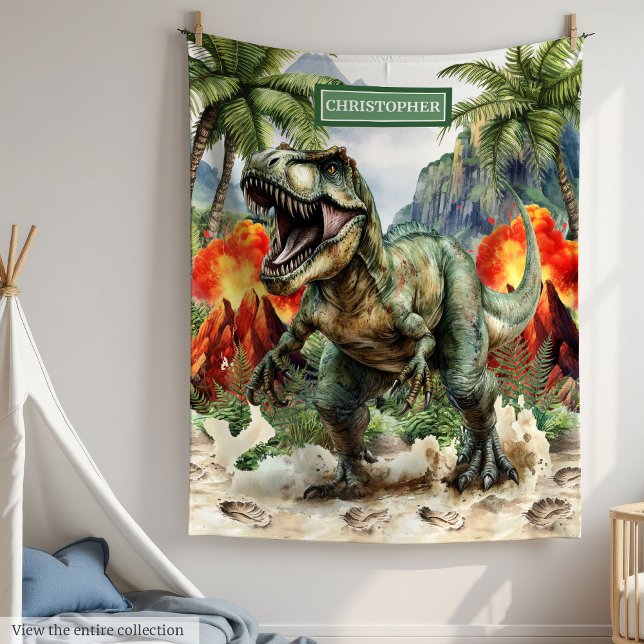 Fierce Dinosaur Birthday Blanket Custom Name Boy (Fierce Dinosaur Birthday Blanket Custom Name for Boys)