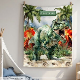 Fierce Dinosaur Blanket Custom Name Personalized