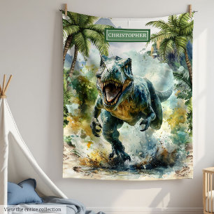 Fierce Dinosaur Blanket Personalized Custom Name 