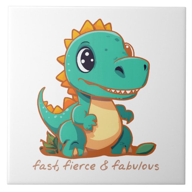 Fierce Dinosaurs Ceramic Tile (Front)