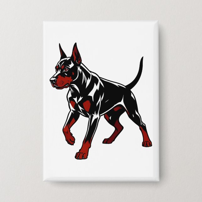Fierce Doberman Guard Dog Button (Front)