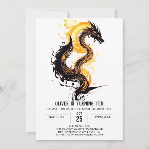 Fierce Dragon Adventure Birthday Invitation