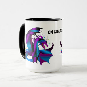 Fierce Dragon Black Blue Purple On Guard Fun Mug