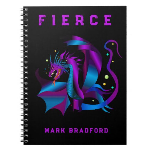 Fierce Dragon Mystical Name Insert Black Spiral Notebook