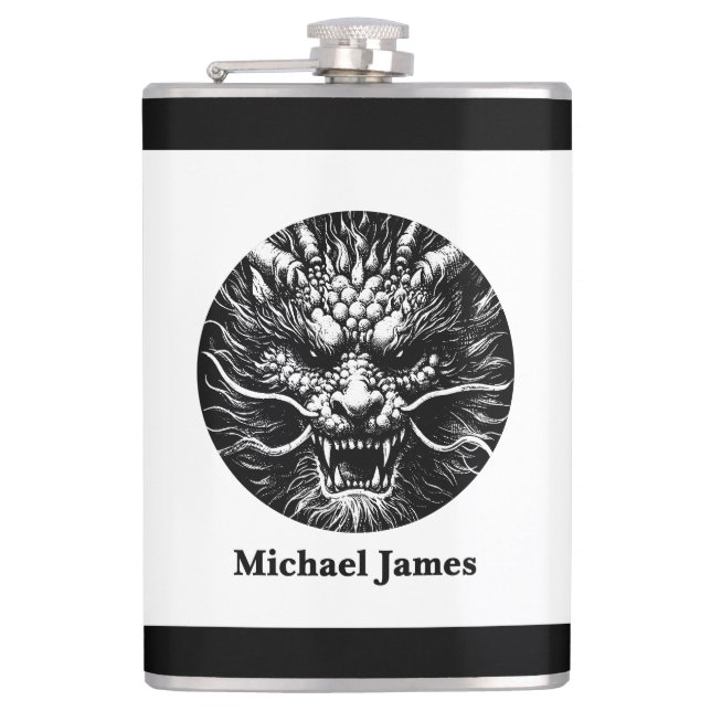 Fierce Dragon Personalized Flask (Front)