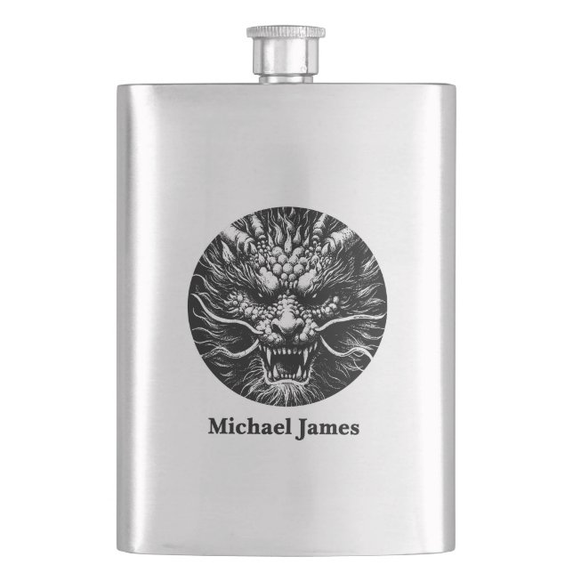 Fierce Dragon Personalized Flask (Front)