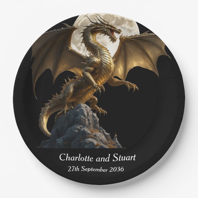 Fierce Dragon Rearing Paper Plates (Front)