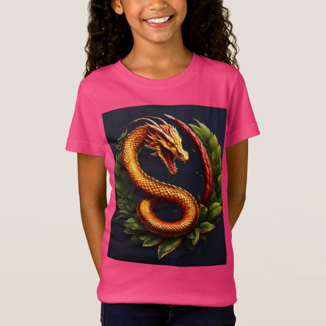 Fierce Dragon Tattoo Design - Symbol of Strength,  T-Shirt (Front)