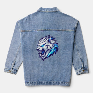 Fierce Electric Lion Head Denim Jacket – Bold Blue