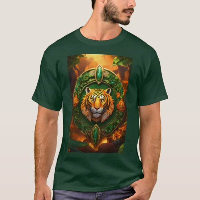 Fierce Elegance Tiger Face Print T-Shirt (Front)