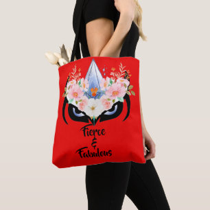 Fierce & fabulous floral Owl design Tote Bag