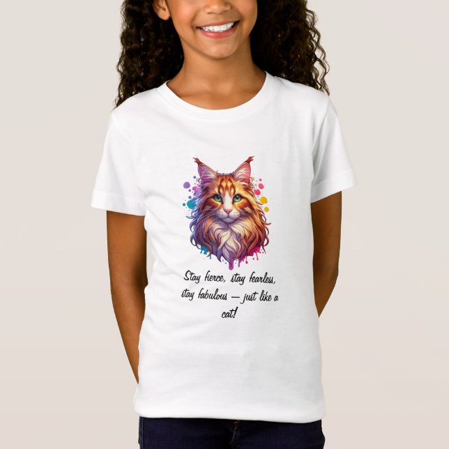 Fierce & Fabulous – Vibrant Cat T-Shirt Design (Front)