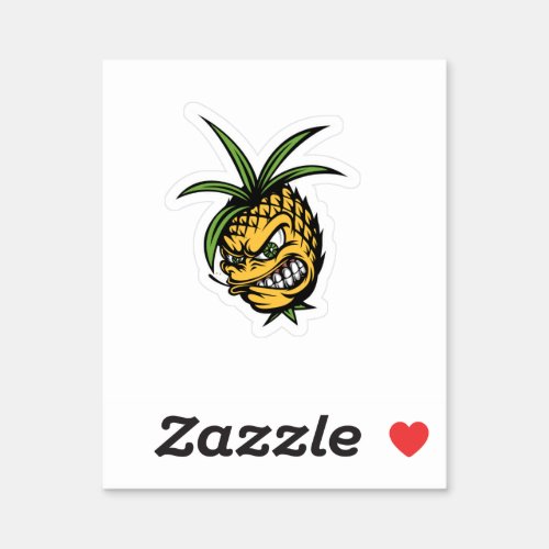 fierce faced pineapple mascot sticker