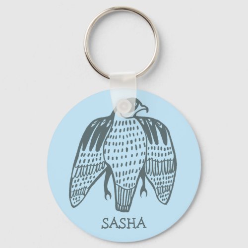 Fierce Falcon CUSTOM NAME Peregrine Bird Keychain