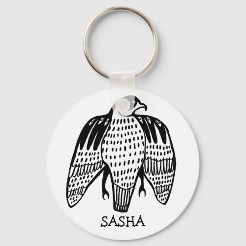 Fierce Falcon CUSTOM NAME Peregrine Bird Keychain