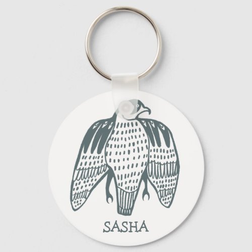 Fierce Falcon CUSTOM NAME Peregrine Bird Keychain