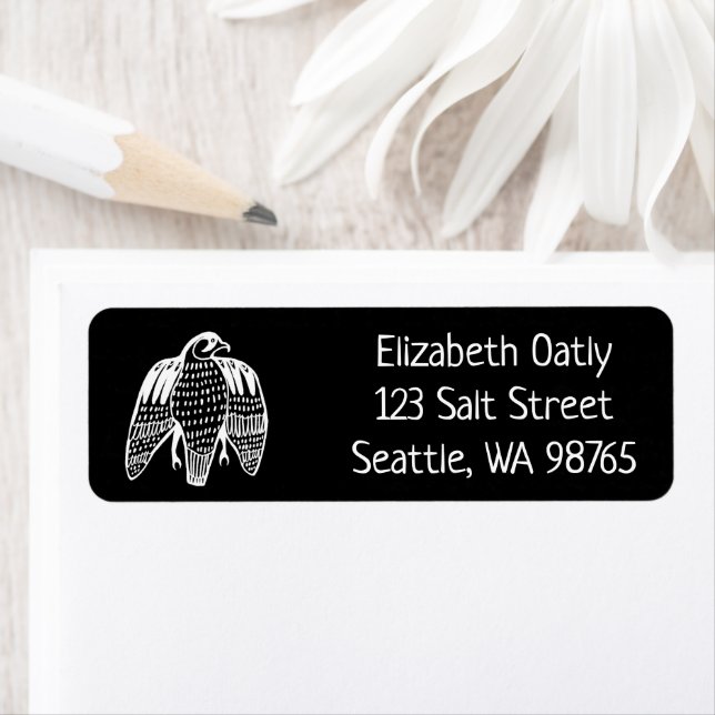 Fierce Falcon Hawk Drawing CUSTOM Mailing Address  Label (Insitu)