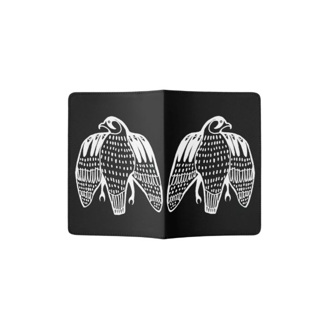 Fierce Falcon white on black Passport Holder (Opened)