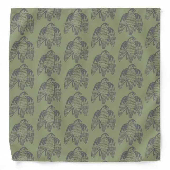 Fierce Falcons Grey on Olive Bandana (Front)
