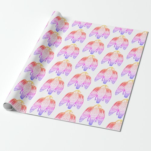 Fierce falcons rainbow on white wrapping paper